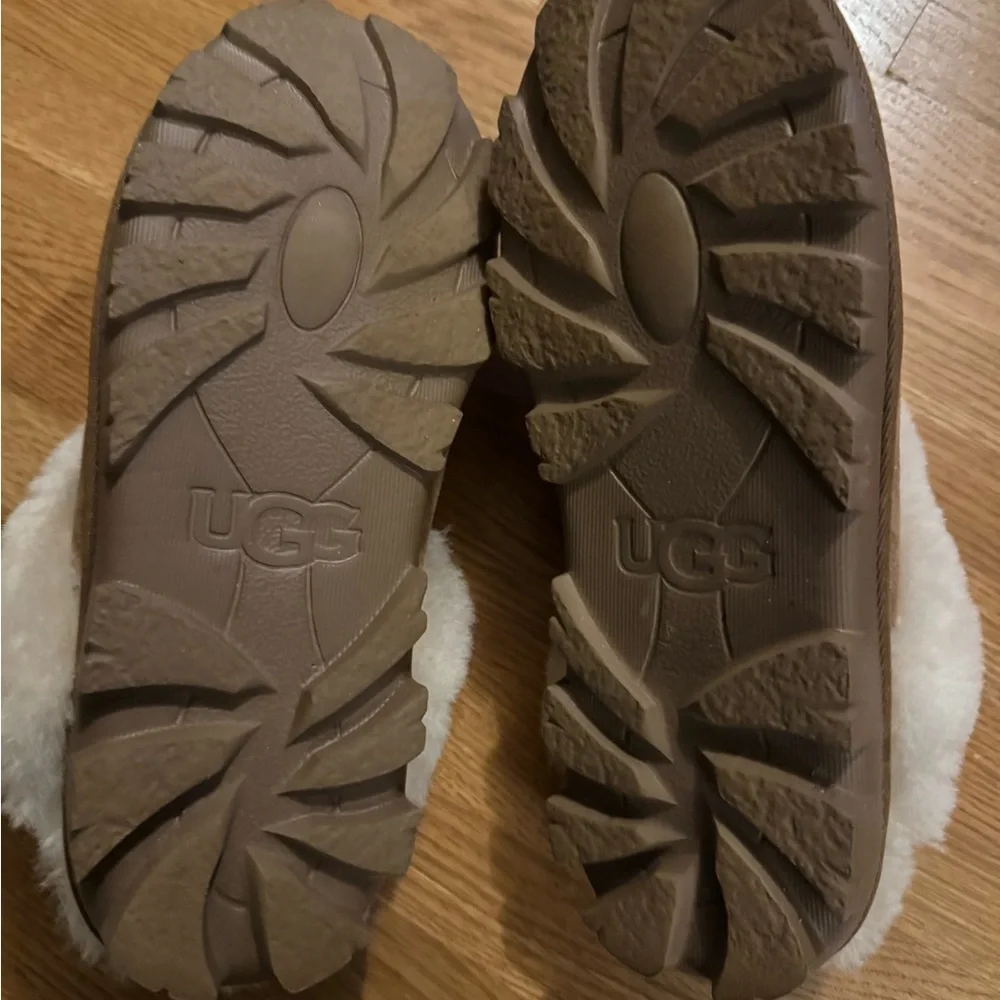 UGG Coquette Genuine Suede Leather Sheepskin Fur Slippers Chestnut 8 - Picture 8 of 8